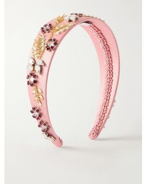 Erdem Embellished Satin Headband - Pink