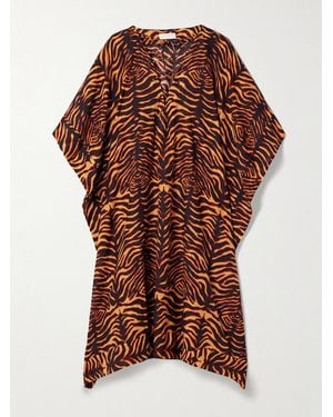 Ulla Johnson Estelle Tiger-Print Cotton-Blend Voile Kaftan - Brown