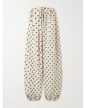Jacquemus The Melao Trägerloser Jumpsuit Aus Popeline Mit Polka-Dots Und Raffungen - Weiß