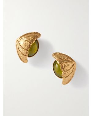 Sonia Petroff Retro Flower-Plated Crystal Clip Earrings - Metallic