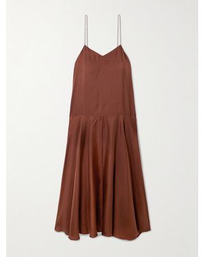 St. Agni Silk-Twill Maxi Dress - Brown