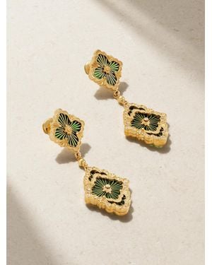Buccellati Opera Tulle 18-Karat, Enamel And Diamond Earrings - Metallic