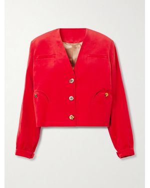 Blazé Milano Riviera Cotton And Linen-Blend Velvet Jacket - Red