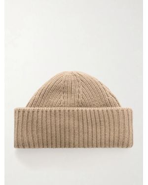 Yves Salomon Ribbed Wool And Cashmere-Blend Beanie - Natural