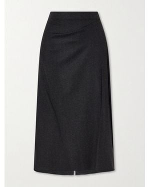 Victoria Beckham Wool Pleated Midi Skirt - Black