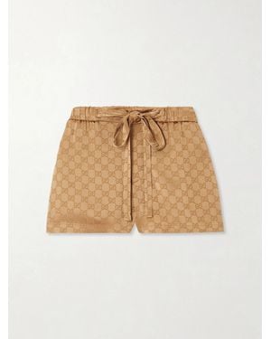 Gucci Gg Hammered Satin-Jacquard Shorts - Natural