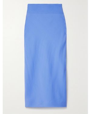 Another Tomorrow Net Sustain Crepe Midi Skirt - Blue