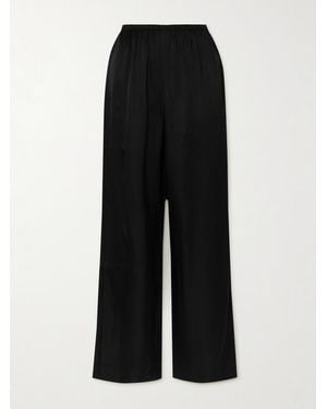 Anine Bing Aden Silk-Blend Charmeuse Wide-Leg Pants - Black