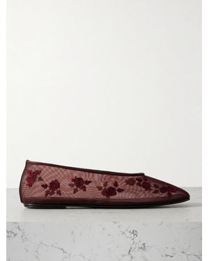Magda Butrym Ballerines En Résille À Broderies Et À Finitions En Cuir - Marron