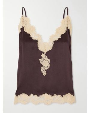 Doen Kira Lace-Trimmed Silk-Satin Cami - Purple