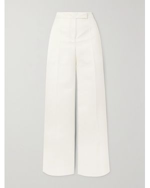 Sa Su Phi Net Sustain Andrea Wool And Silk-Blend Wide-Leg Pants - White