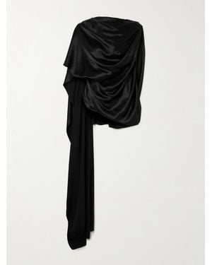 ROKSANDA Seraphine Asymmetric Cape-Effect Draped Silk-Satin Top - Black