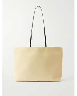 Valesque Parcel Leather-Trimmed Canvas Tote - Natural