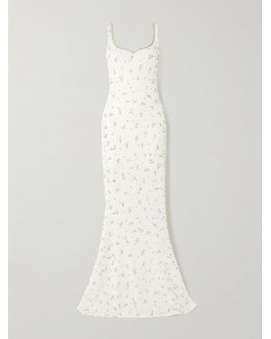 Clio Peppiatt Embellished Stretch-Tulle Gown - White