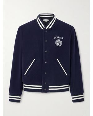 Sporty & Rich Beverly Hills Crest Embroidered Wool Varsity Jacket - Blue