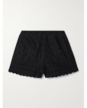 Doen Arbre Broderie Anglaise Cotton Shorts - Black