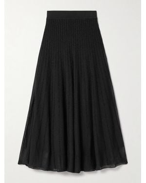 KHAITE Dawn Pointelle-Knit Midi Skirt - Black