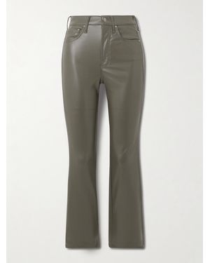 Mother The Insider Flood Cropped Faux Leather Bootcut Pants - Gray