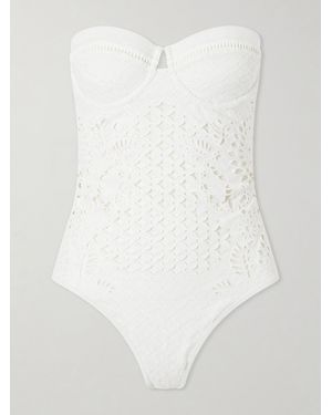 Zimmermann Indra Floral-Embroidered One-Piece - White