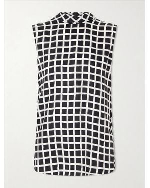 Lanvin Checked Silk Blouse - White