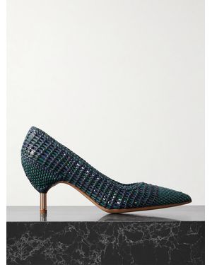 Gabriela Hearst Andres Woven Leather Court Shoes - Blue