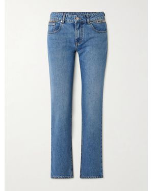 Stella McCartney Net Sustain Falabella Chain-Embellished Mid-Rise Straight-Leg Jeans - Blue