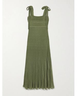 Zimmermann Robe Longue En Mailles Côtelées Métallisées Wanderlust - Vert