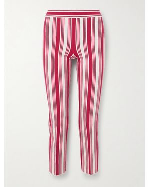 High Sport Louis Cropped Striped Cotton-Blend Straight-Leg Trousers - Red