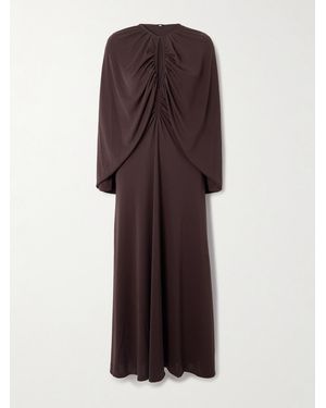 Johanna Ortiz Silent Solstice Cape-Effect Satin-Jersey Midi Dress - Purple