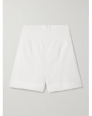 Zimmermann Maxine Crochet-Trimmed Textured-Cotton Shorts - White