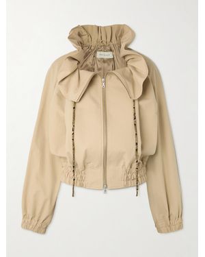 Dries Van Noten Cropped Ruffled Faux Leather Bomber Jacket