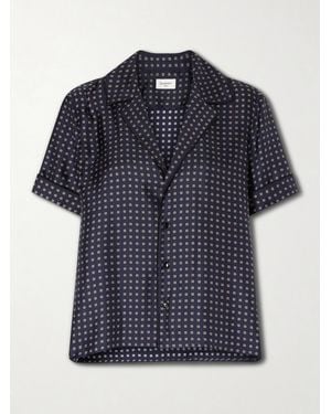 Saint Laurent Printed Silk-Twill Shirt - Blue