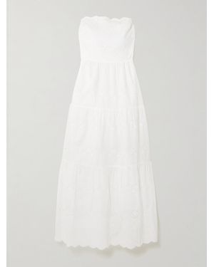 Melissa Odabash Sophie Strapless Scalloped Broderie Anglaise Cotton Midi Dress - White