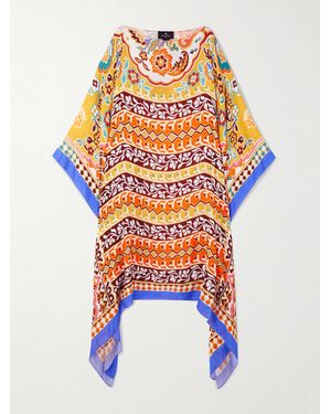 Etro Asymmetric Printed Crepe De Chine Kaftan - Orange
