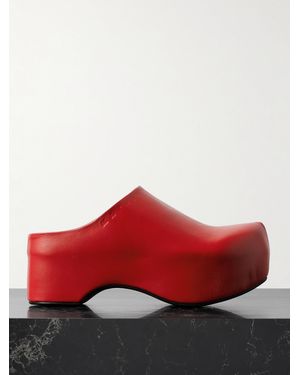 Marni Sabot Leather Platform Clogs - Red