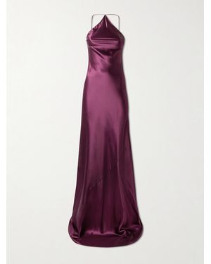 Alaïa Silk-Satin Halterneck Gown - Purple