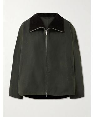 TOTEME Corduroy-Trimmed Waxed Organic Cotton Jacket - Black