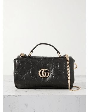Gucci Gg Milano Padded Debossed Leather Shoulder Bag - Black