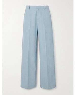 St. Agni Carter Pleated Recycled Twill Wide-Leg Trousers - Blue