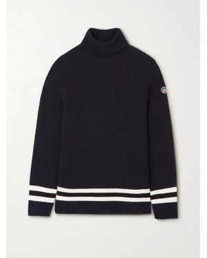 Fusalp Judith Striped Knitted Turtleneck Jumper - Blue