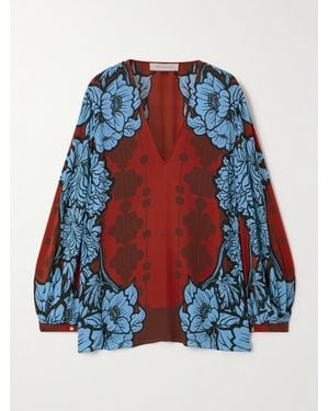 Borgo De Nor Stellan Floral-Print Crepe De Chine Blouse - Blue