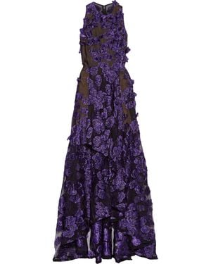 Jason Wu Sheer Sleeveless Gown W/allover Floral Appliques - Purple