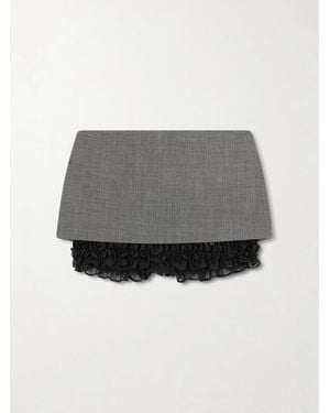 Magda Butrym Herringbone Wool-Blend Shorts - Gray