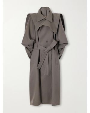 Issey Miyake Calligraph Layered Belted Worsted-Wool Coat - Gray