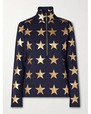 Goldbergh Lunaria Metallic Printed Stretch Recycled-Jersey Base Layer - Blue