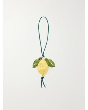 JW Anderson Lemon Crocheted Cotton And Leather Bag Charm - White