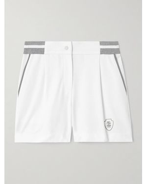 Brunello Cucinelli Embroidered Stretch-Cotton Jersey Tennis Shorts - Grey