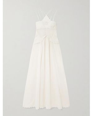Isabel Marant Lindy Lace-Trimmed Embroidered Ramie Maxi Dress - White