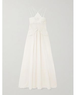 Isabel Marant Lindy Lace-Trimmed Embroidered Ramie Maxi Dress - White