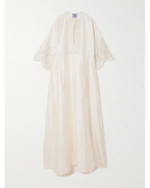 Thierry Colson Rachel Broderie Anglaise Cotton And Silk-Blend Kaftan - White